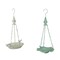 White Green Metal Hanging Bird Feeder Outdoor Decorative Seed Tray Garden Decor